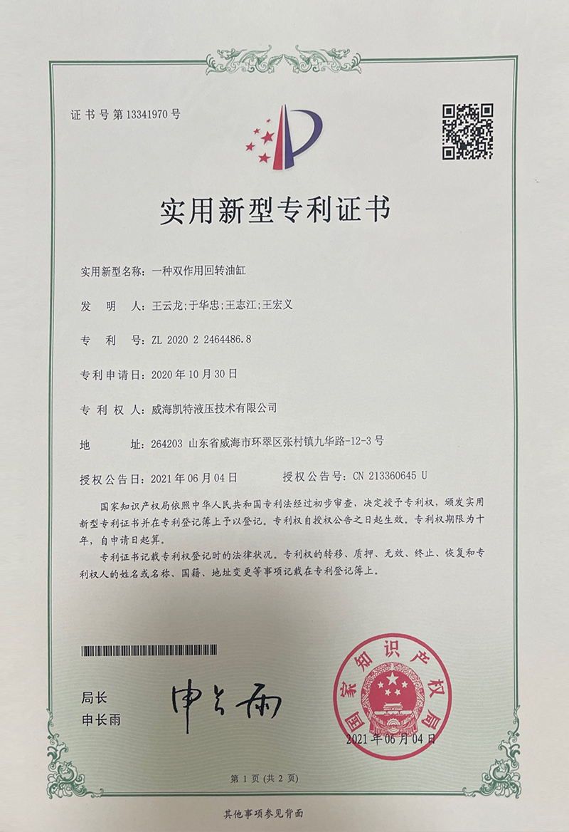 一種雙作用回轉(zhuǎn)油缸-實用新型專利